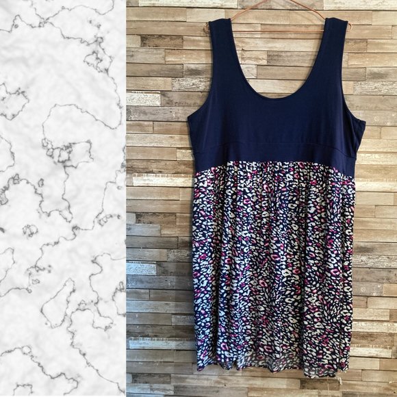 Torrid Navy Blue and Pink Cheetah Print Dress Size 3 - Picture 2 of 9